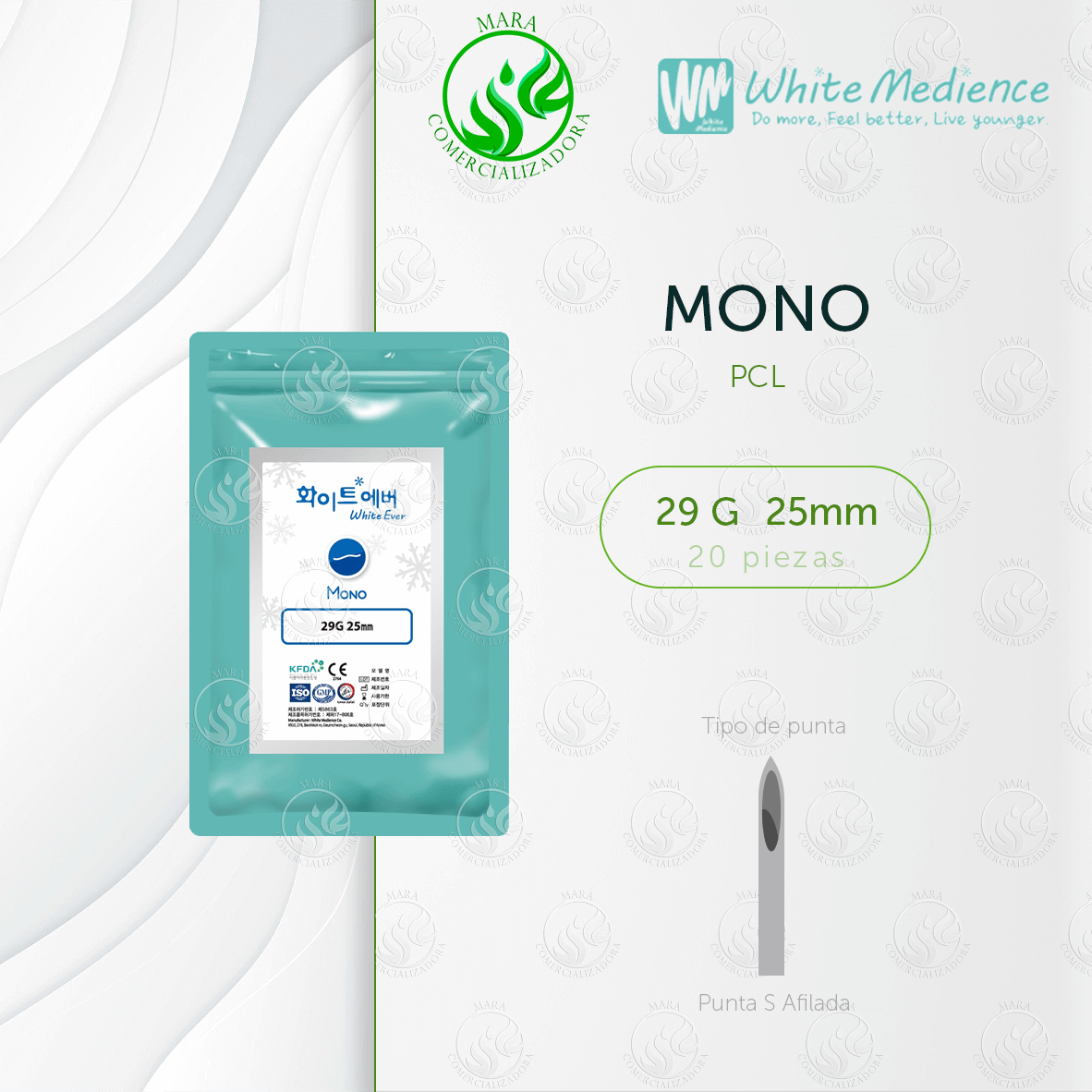 Hilos Tensores Mono PCL 29G x 25mm – Lifting Facial y Estimulación de Colágeno | MARA Comercializadora