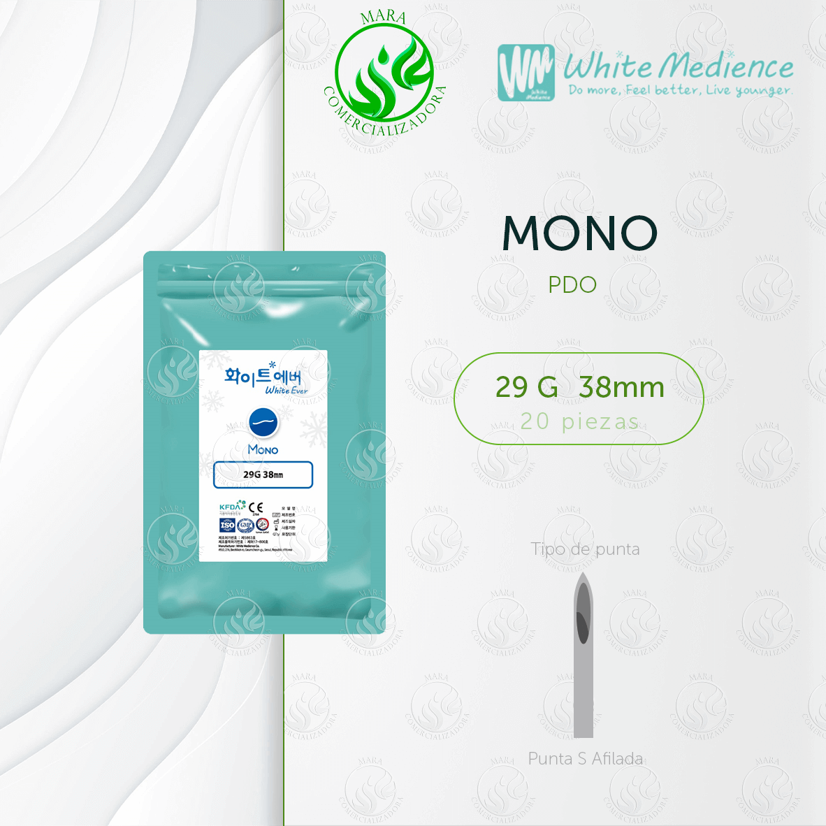 Hilos Tensores Mono PDO 29G x 38mm – Reafirmación y Lifting Facial No Invasivo | MARA Comercializadora