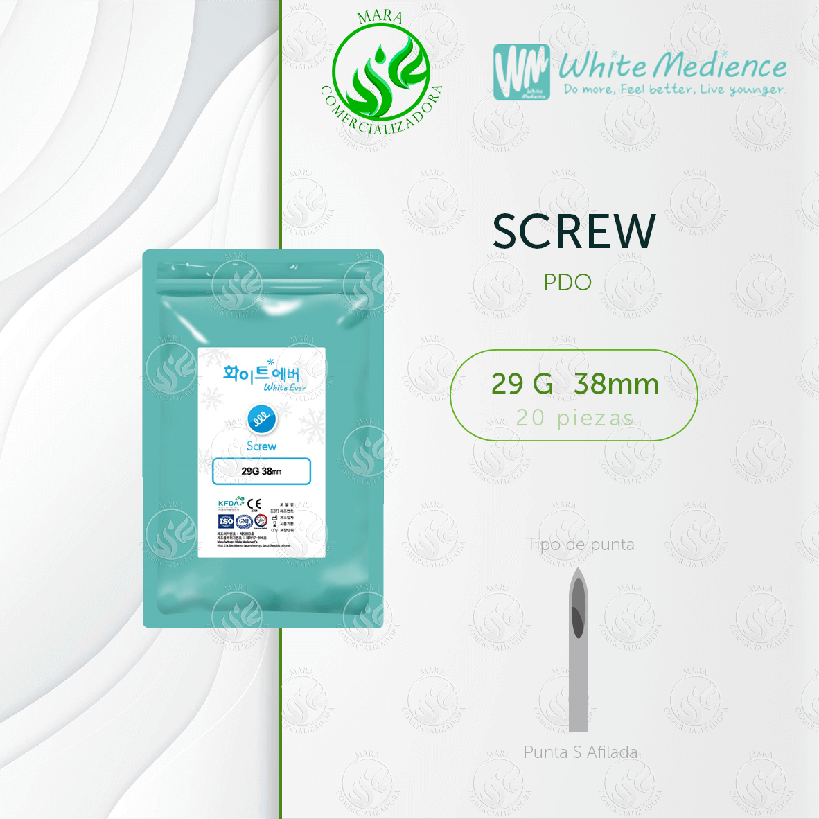 Hilos Tensores Screw PDO 29G x 38mm – Lifting y Rejuvenecimiento Facial | MARA Comercializadora