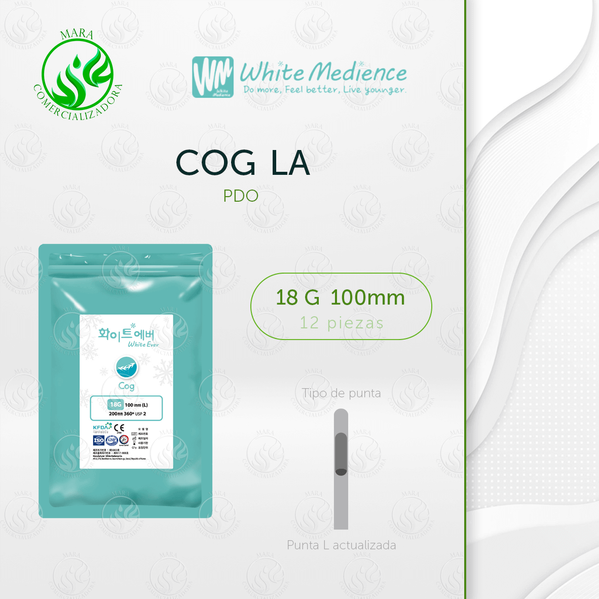 Hilos Tensores COG LA PDO 18G x 100mm – Lifting Facial y Sostenimiento | MARA Comercializadora