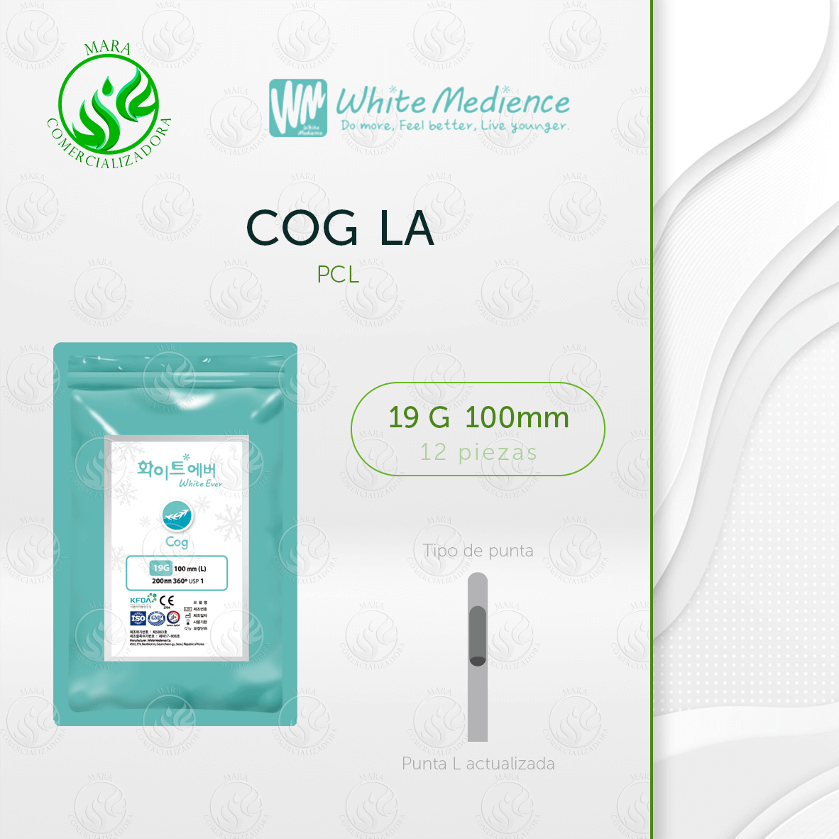 Hilos Tensores COG LA PCL 19G x 100mm – Elevación Facial Reforzada y Biocompatible | MARA Comercializadora